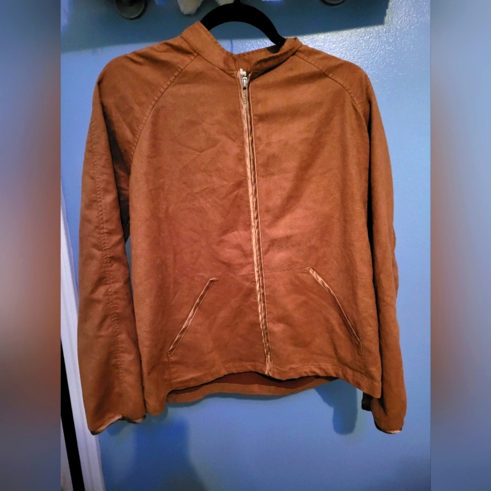 Travel Smith lightweight travel faux suade jacket ~ Camel color size medium